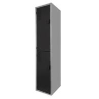 BlackShield Duo: Locker Metálico Negro de 2 Puertas con Jaladera y Ventilación