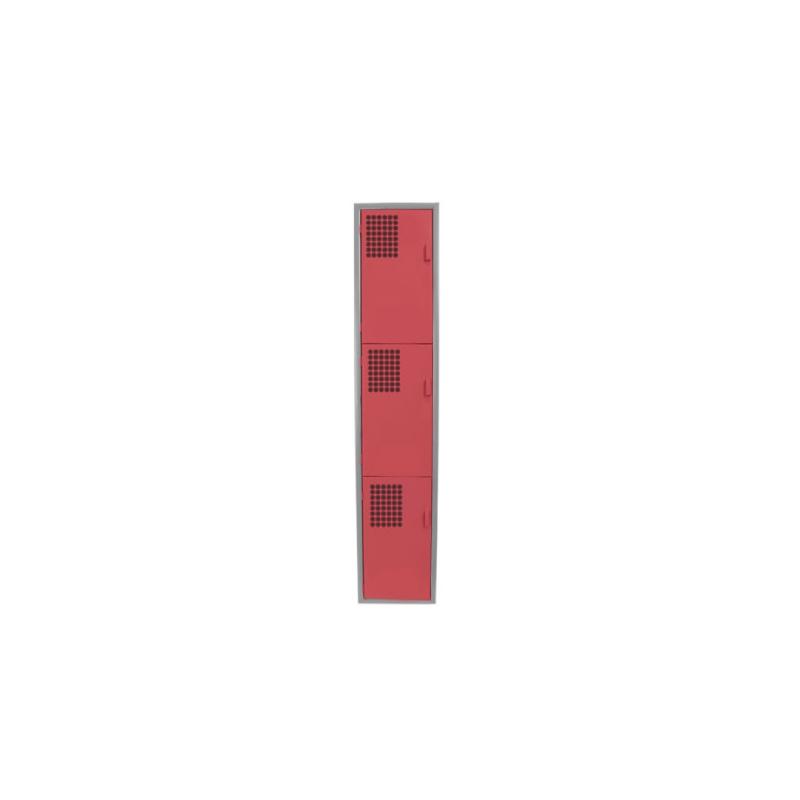 Locker Color Rojo - 3 Puertas